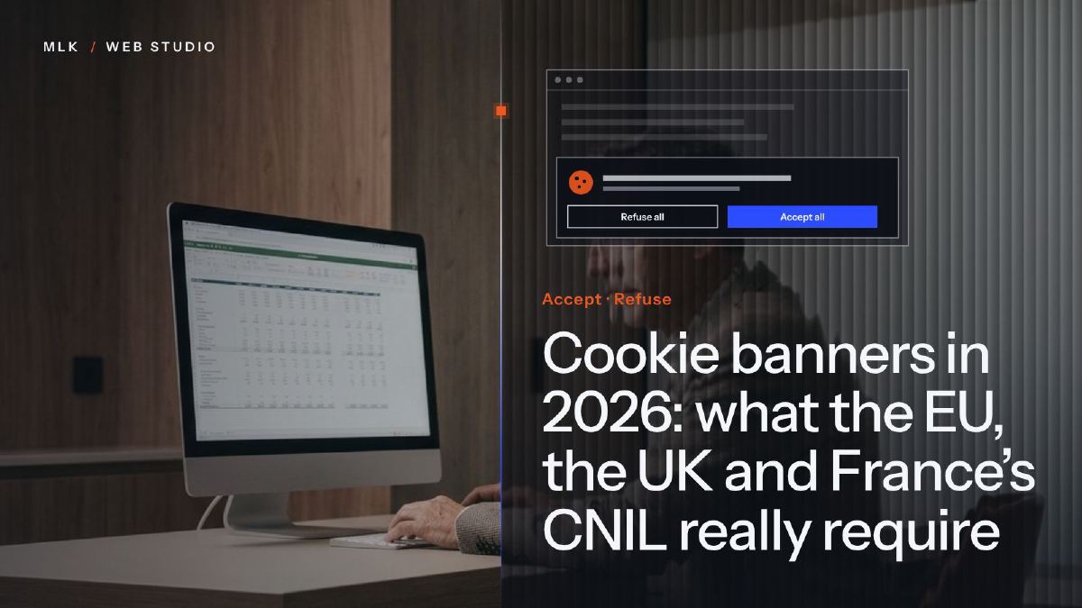 The article title in white on a ribbed-glass panel over a photo of a cookie consent banner with Accept and Refuse buttons