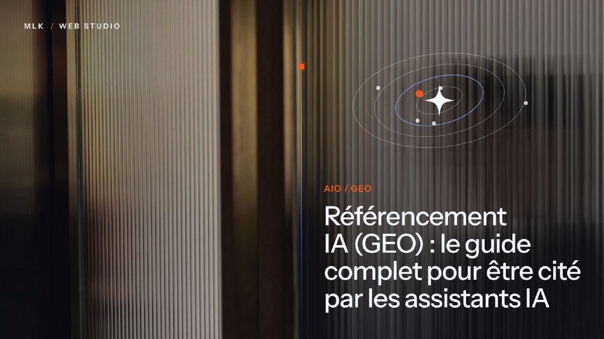 Les sigles AIO / GEO sous une orbite de points autour d’une étoile, sur fond de verre cannelé