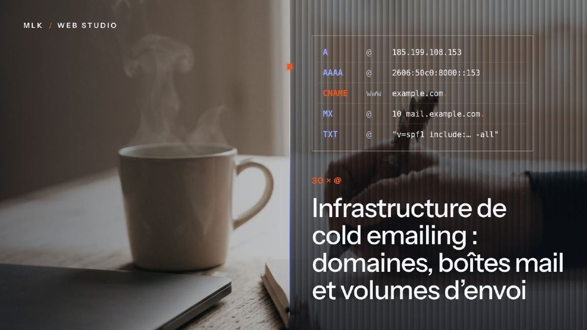 Trente adresses d’envoi réparties sur des domaines secondaires, avec leurs enregistrements DNS