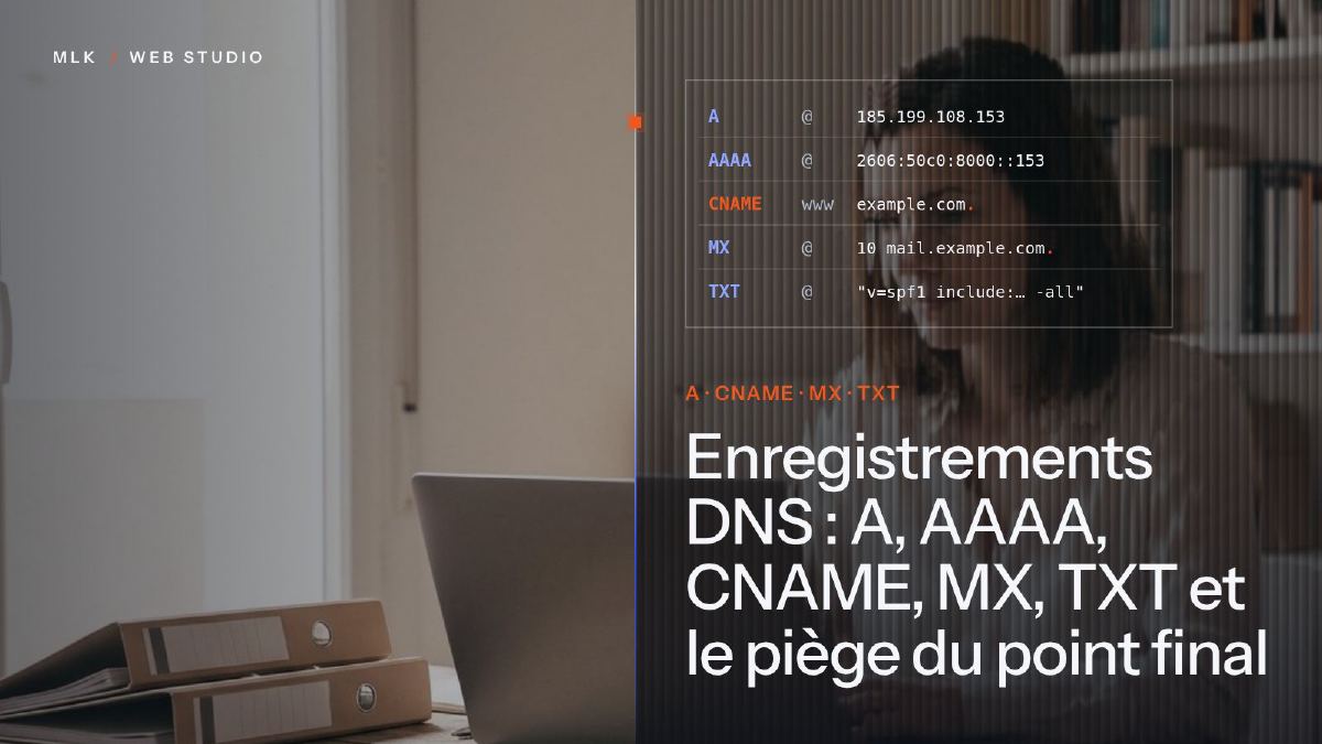 Enregistrements DNS A, CNAME, MX et TXT dans la zone d’un domaine