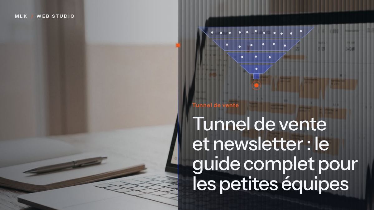 Le titre de l’article en blanc sur un panneau de verre cannelé, sur fond de photo, avec un entonnoir qui se resserre jusqu’à un point orange