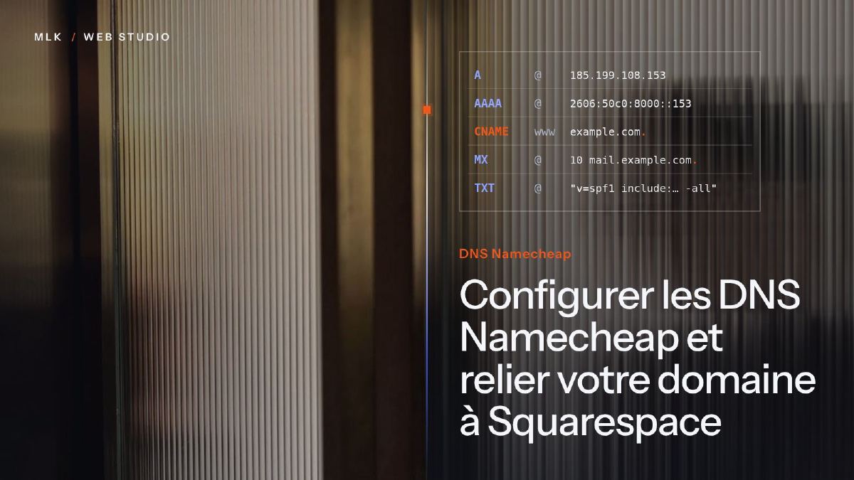 Enregistrements DNS de Namecheap qui relient un domaine à Squarespace