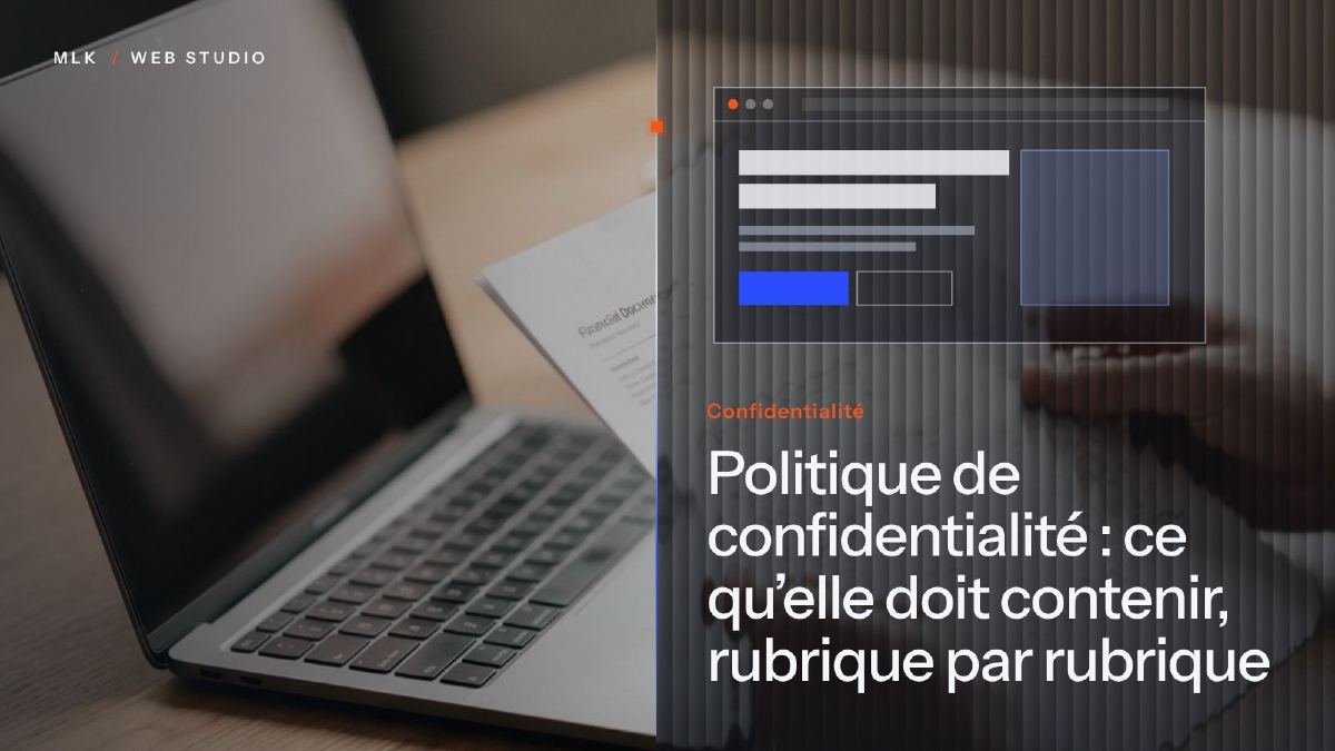 Le titre de l’article en blanc sur un panneau de verre cannelé, devant la photo d’une fenêtre de navigateur affichant une mise en page