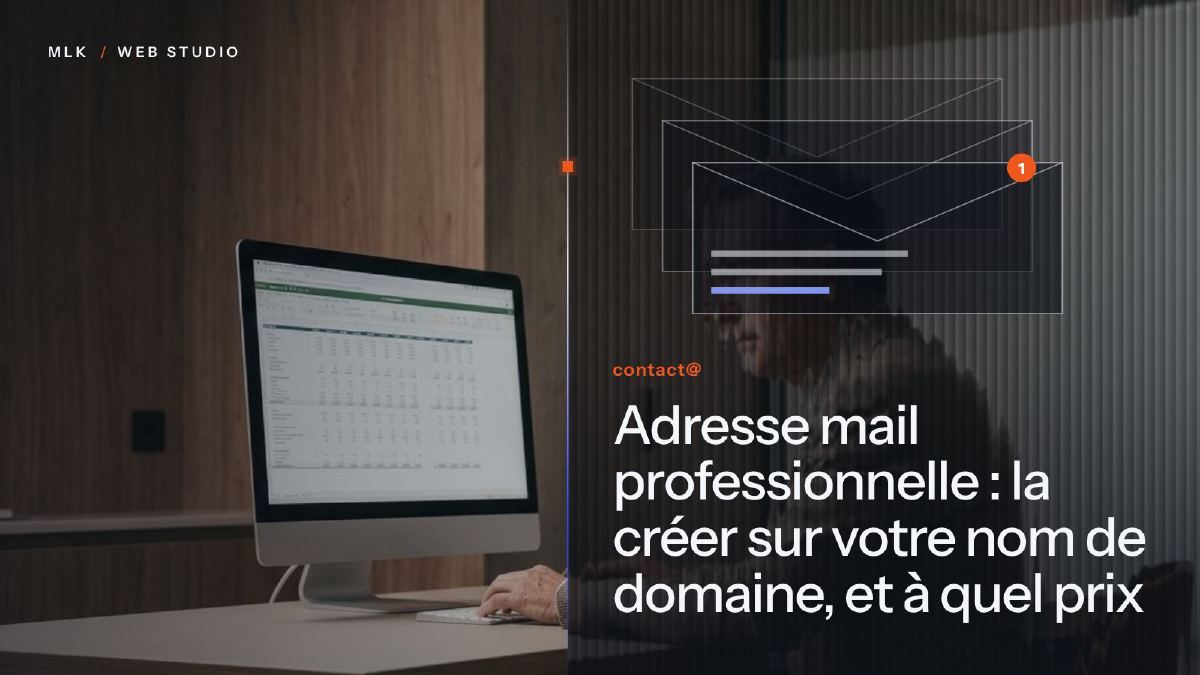 Boîte de réception avec une adresse contact@ sur le nom de domaine de l’entreprise
