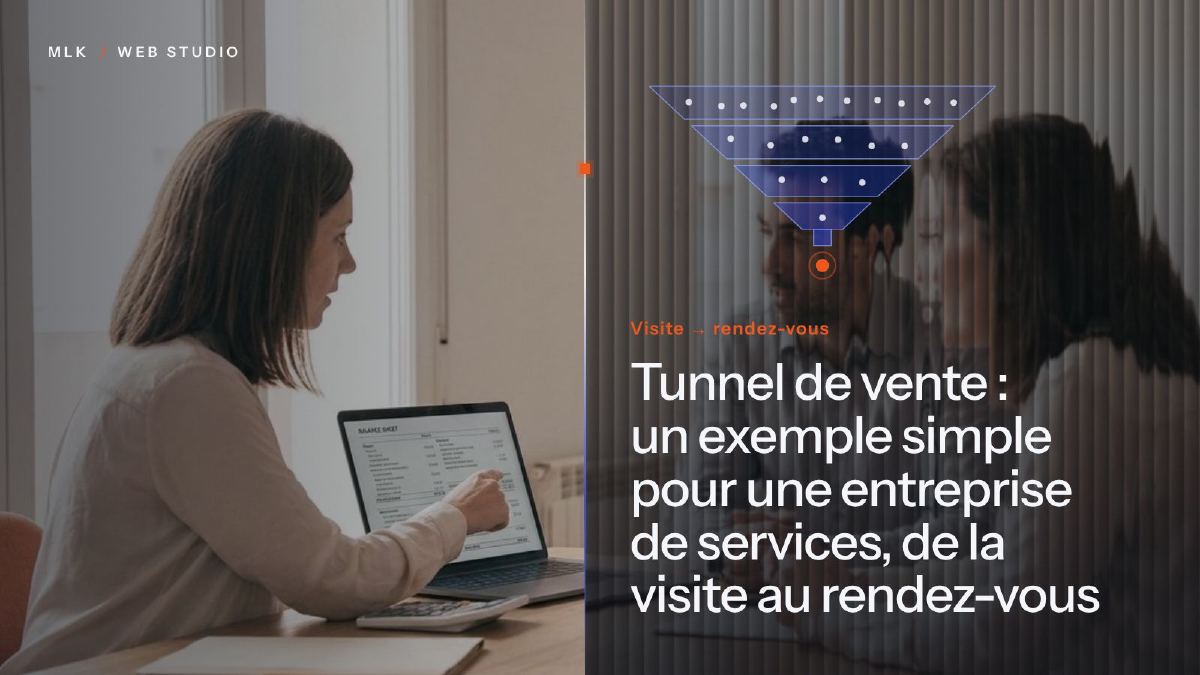Le titre de l’article en blanc sur un panneau de verre cannelé, sur fond de photo, avec un entonnoir qui se resserre jusqu’à un point orange
