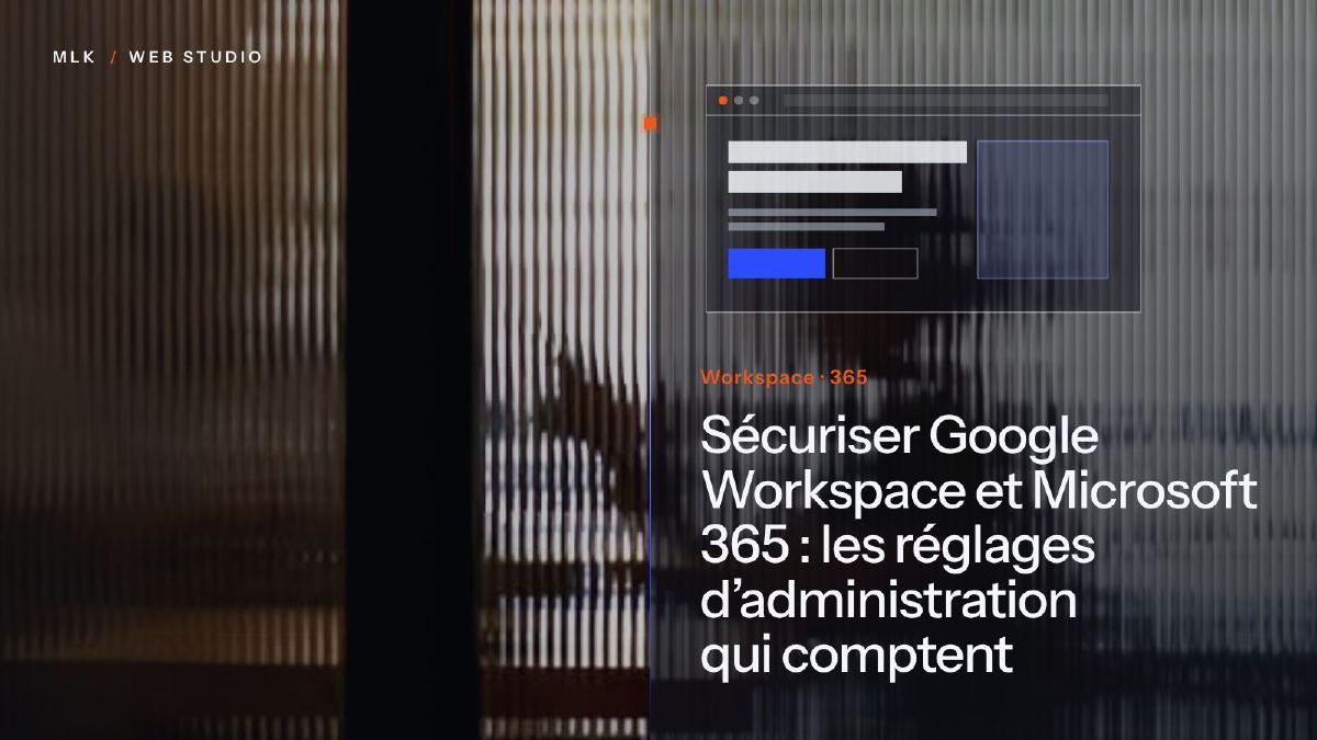 Le titre de l’article en blanc sur un panneau de verre cannelé au-dessus d’une photo, avec une fenêtre de navigateur affichant une mise en page