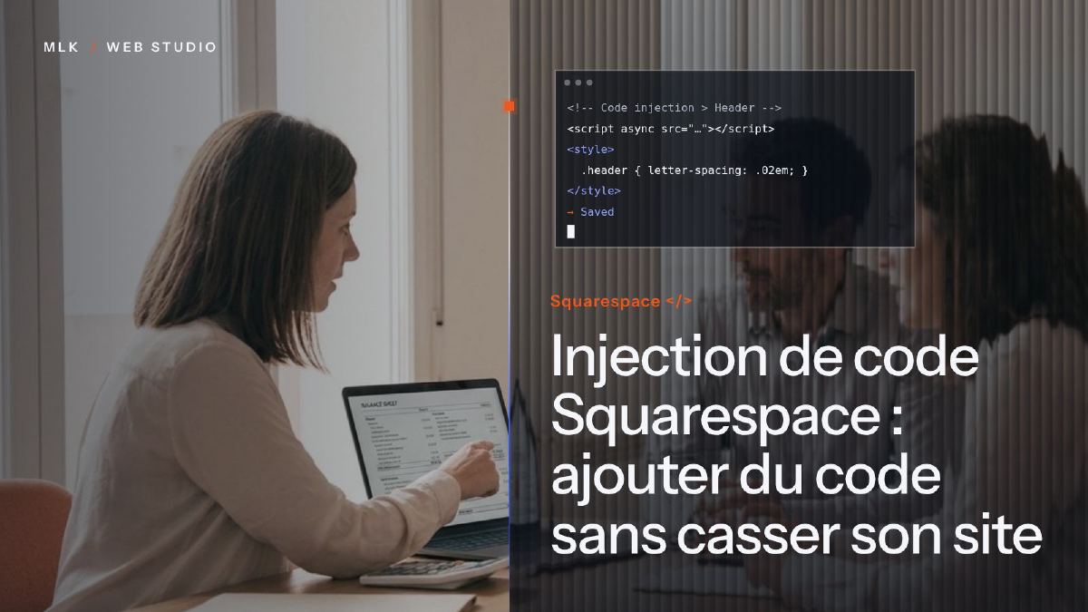 Fenêtre de terminal avec le libellé Squarespace </> et des lignes de code
