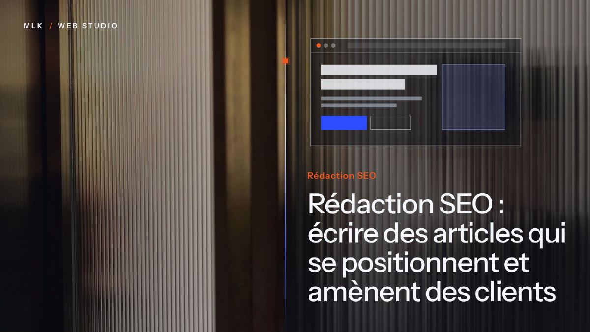 Les mots Blog SEO sous une fenêtre de navigateur qui montre la mise en page d’un article, avec des titres, du texte et un bouton