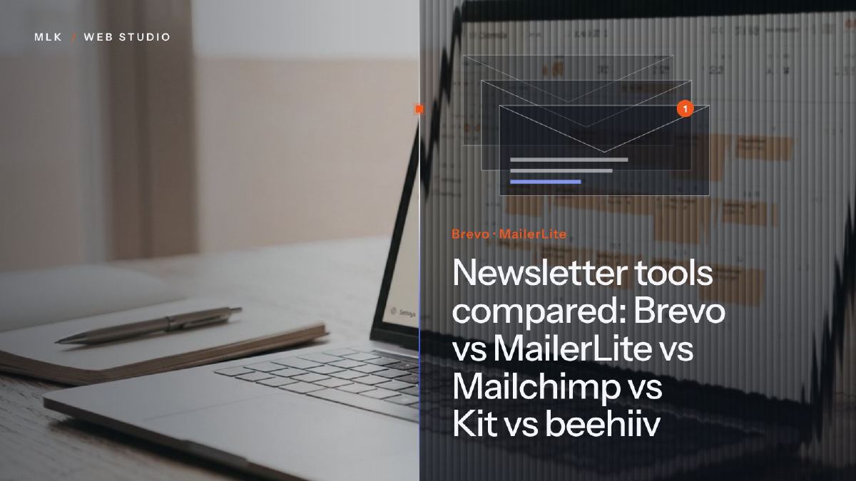The article's title in white on a ribbed-glass panel, over a photo of stacked envelopes with a notification badge