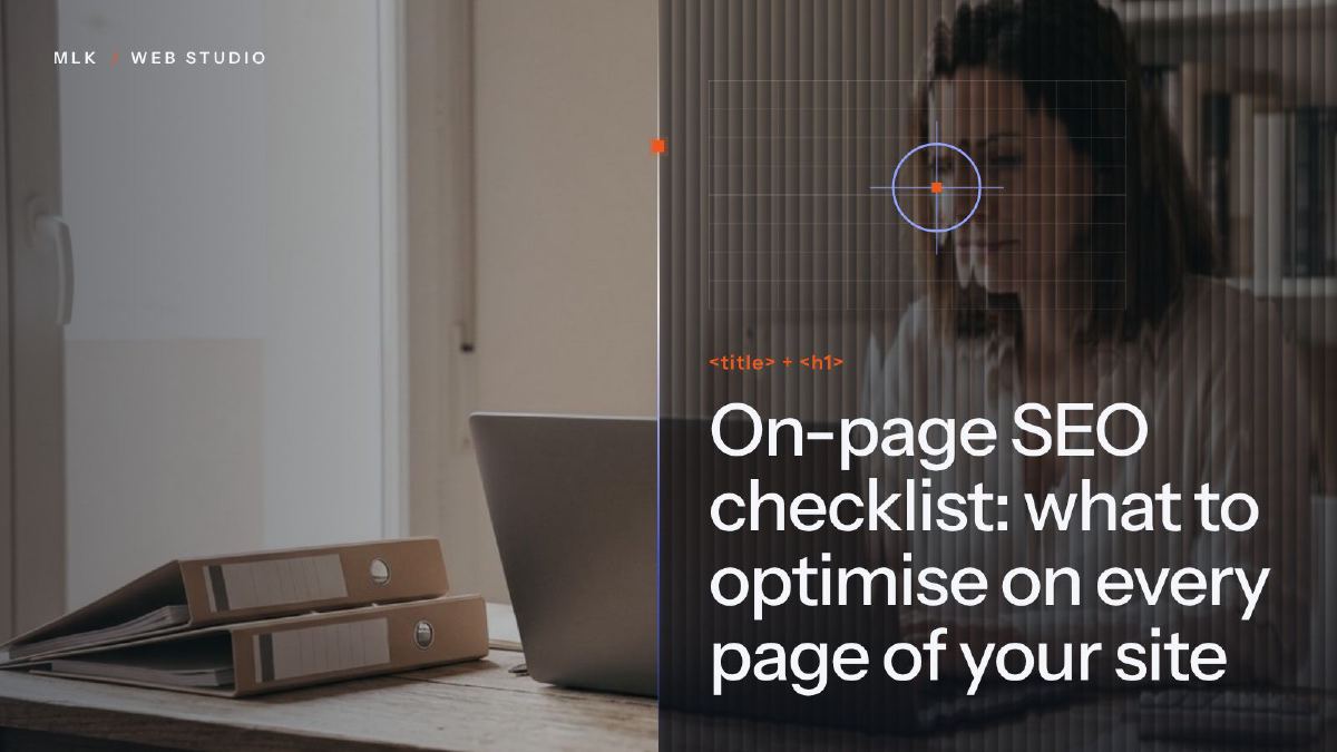Blueprint of a web page with its title tag and H1 heading marked out