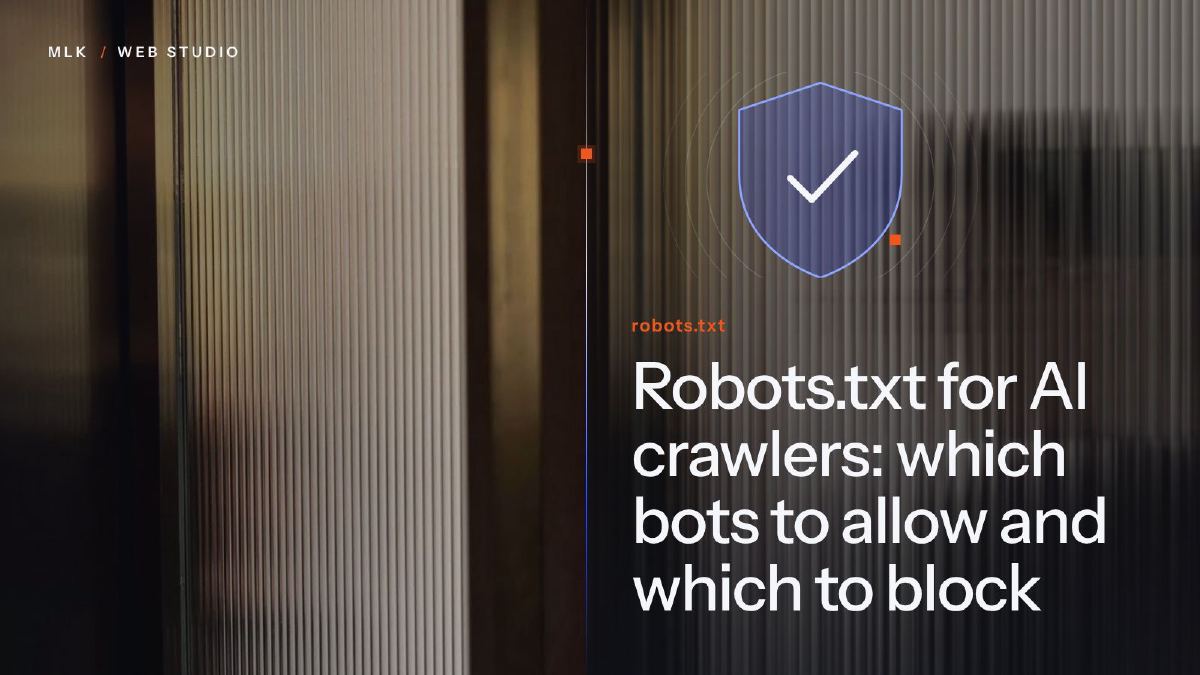 A blue shield with a tick over ribbed glass, beside the word robots.txt