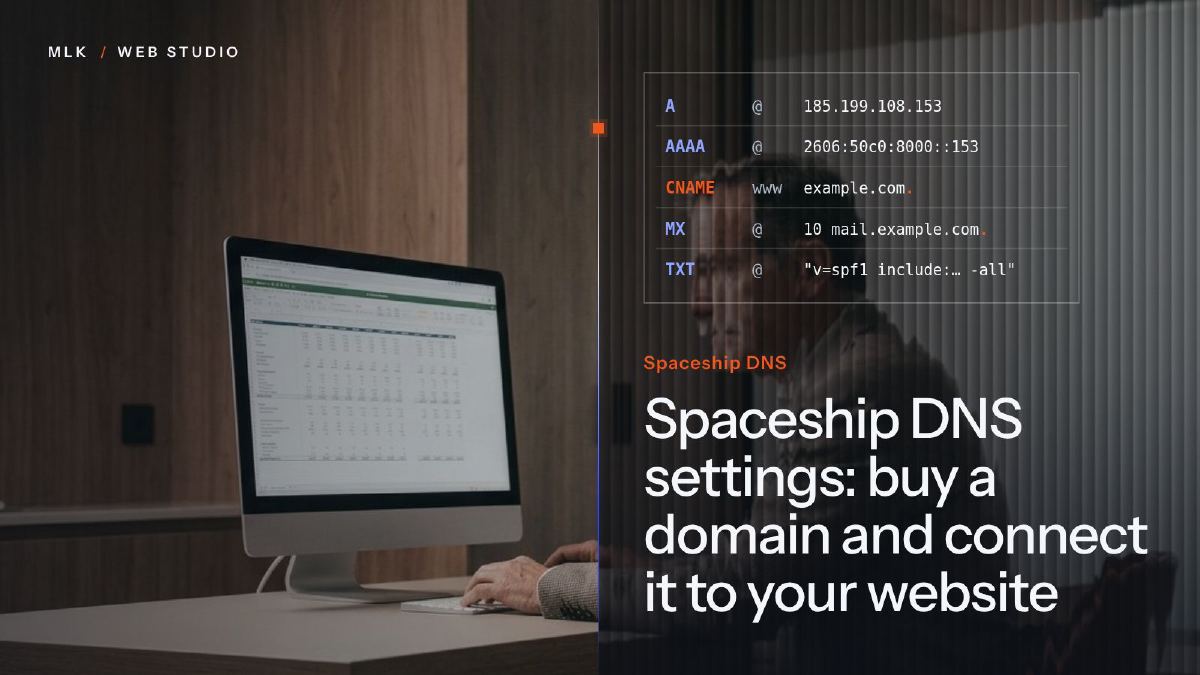 Spaceship DNS records connecting a domain to a website
