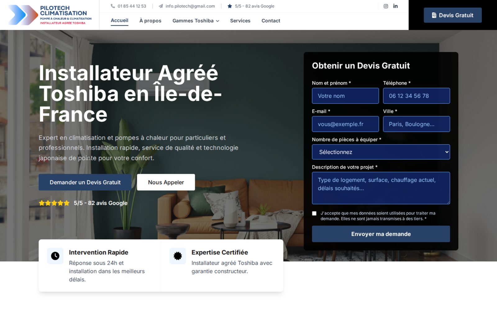 Website Pilotech Toshiba (pilotech-toshiba.com)